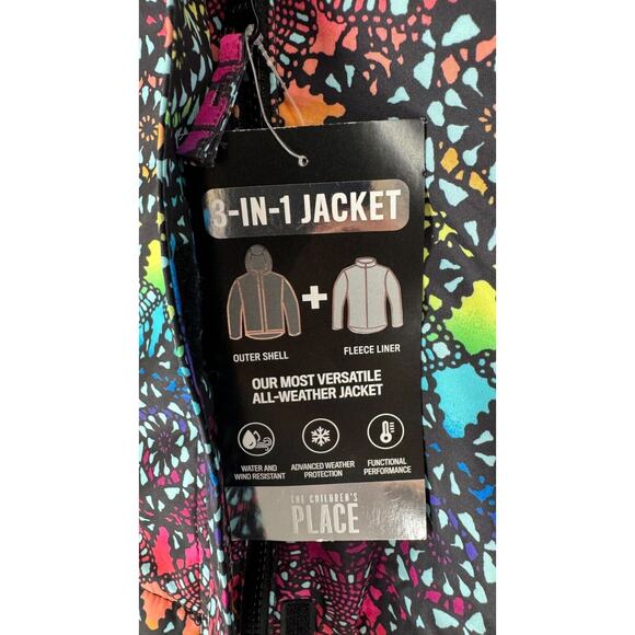 The Childrens Place Girls Rainbow Floral Geometric 3 in 1 Jacket Size Large NWT - Picture 5 of 11